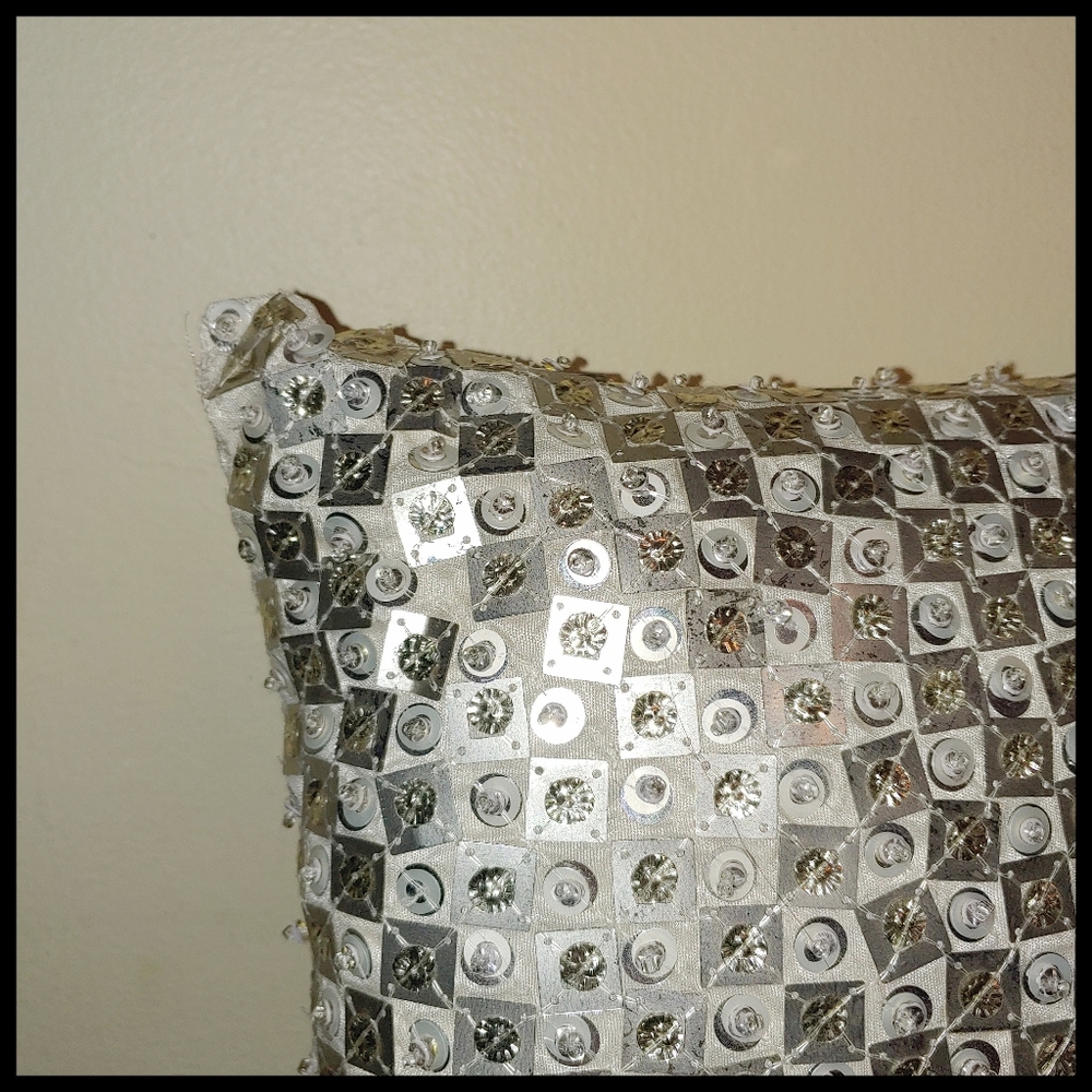 Max Studio Silver Sequined Accent Pillow - Picture 3 of 10